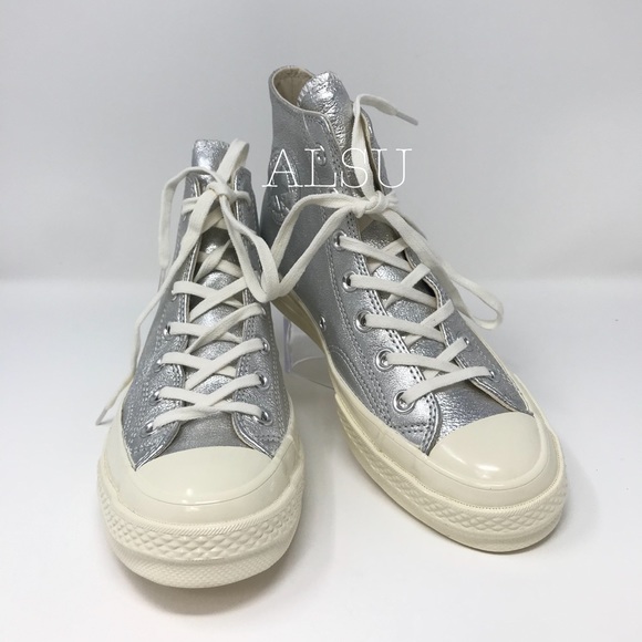 Converse Chuck 70 Leather HI Silver W AUTHENTIC - Picture 3 of 7